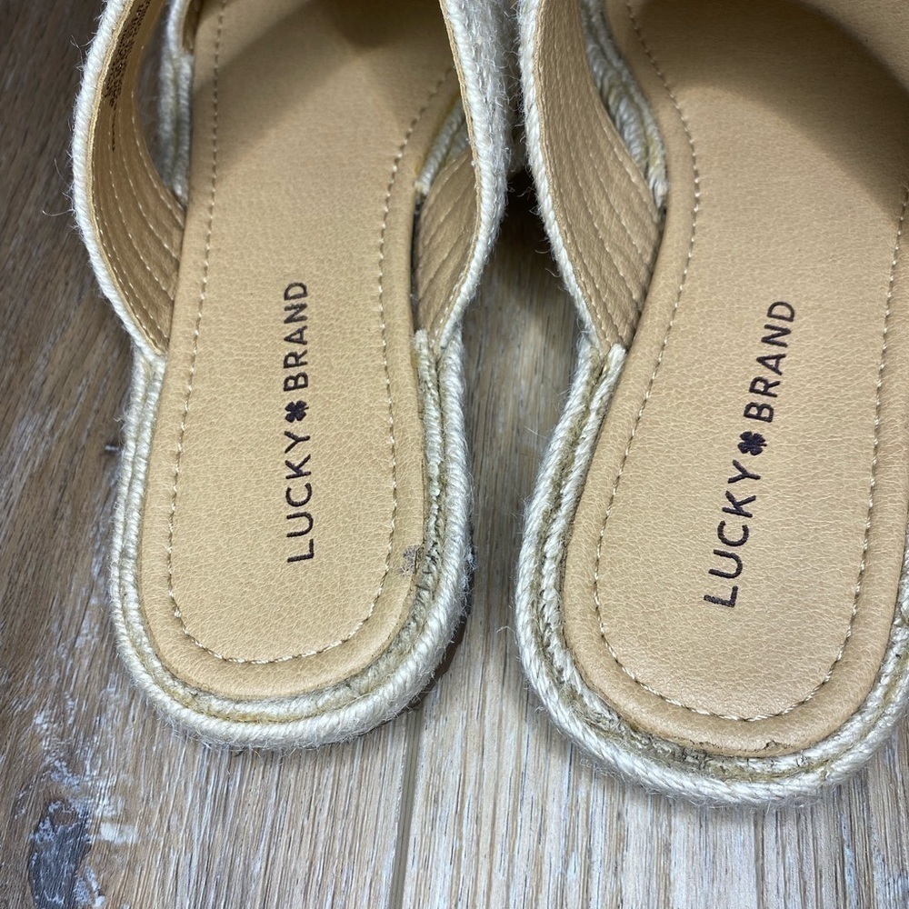 Lucky Brand Decime Woven Ivory White Slide Sandals Size 8.5 - Picture 6 of 10
